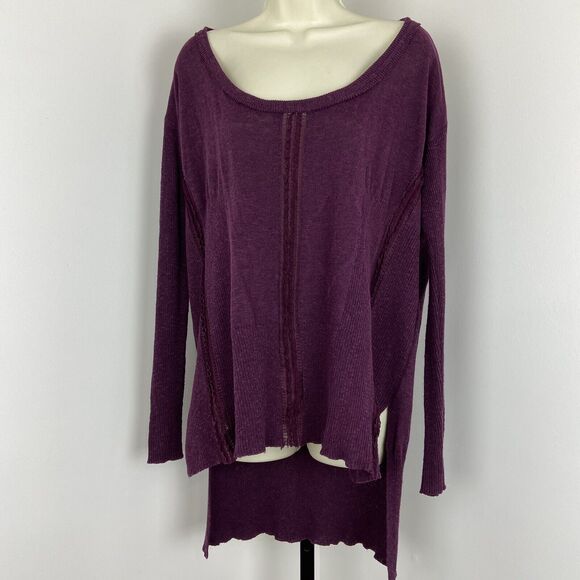 Free People Long Sleeve Lace Purple Sweater Plumberry Size Small Goth Academia - Picture 2 of 7